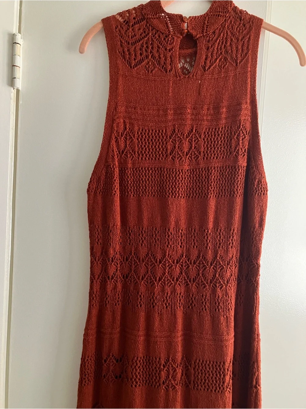 Anthropologie Crochet Knit Maxi Dress in Rust NWOT XL - Picture 6 of 9